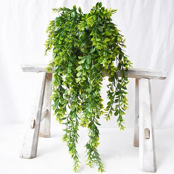 

5Pcs 80cm Plastic leafy green river dragon grass wall hanging artificial plant fake vines faux plants for home decoration