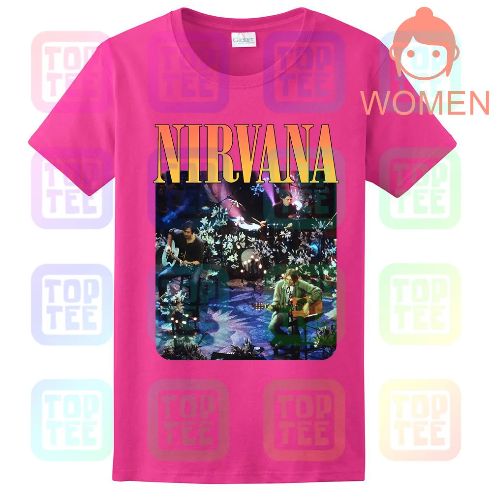 2008 Nirvana черная футболка Unplugged Мужская Маленькая группа тур - Цвет: WOMEN-ROSE