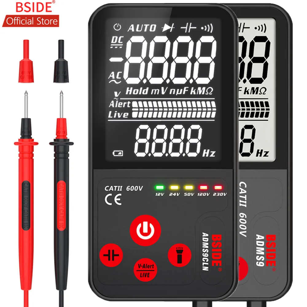 BSIDE ADMS7 Voltage Tester 3.5'' Large LCD Digital Smart Multimeter 3