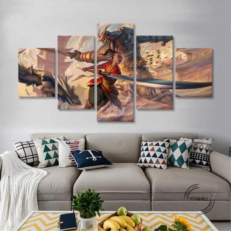 Samurai Sword Fight Canvas Pictures Home Decorativo 5 Pezzi Dipinti Wall Art Printed Poster Hotel Modular Living Room