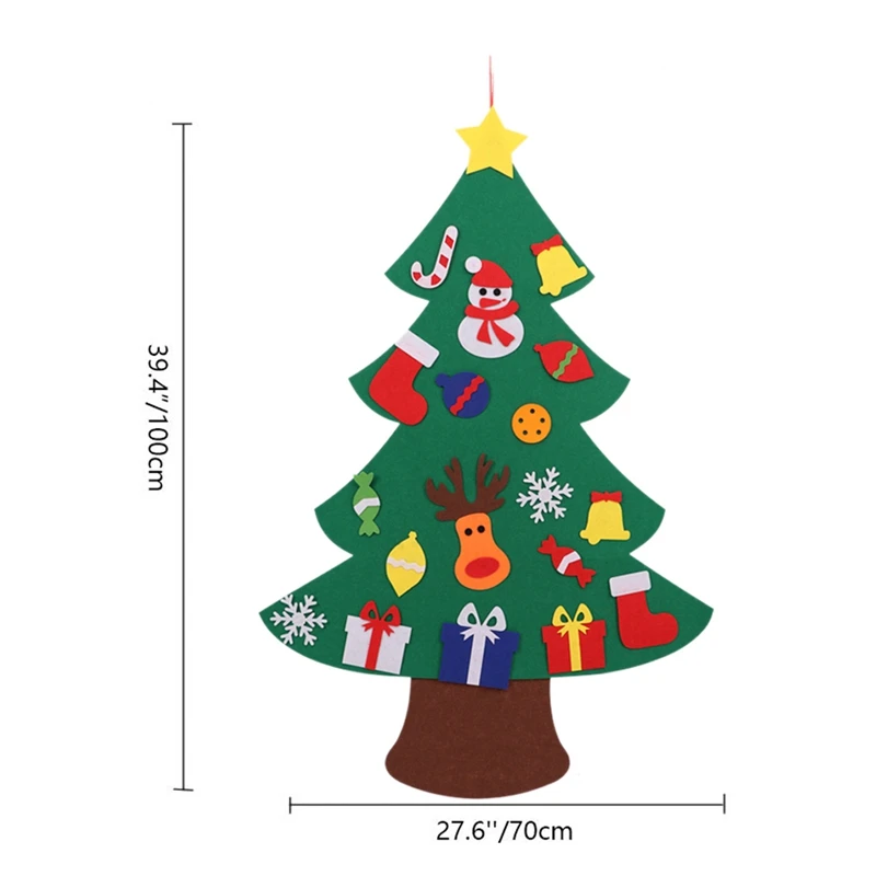 Войлочная Рождественская елка для детей Diy Рождественская елка с малышами 18 шт. украшения для рождественские подарки для детей подвесная домашняя дверь дерево
