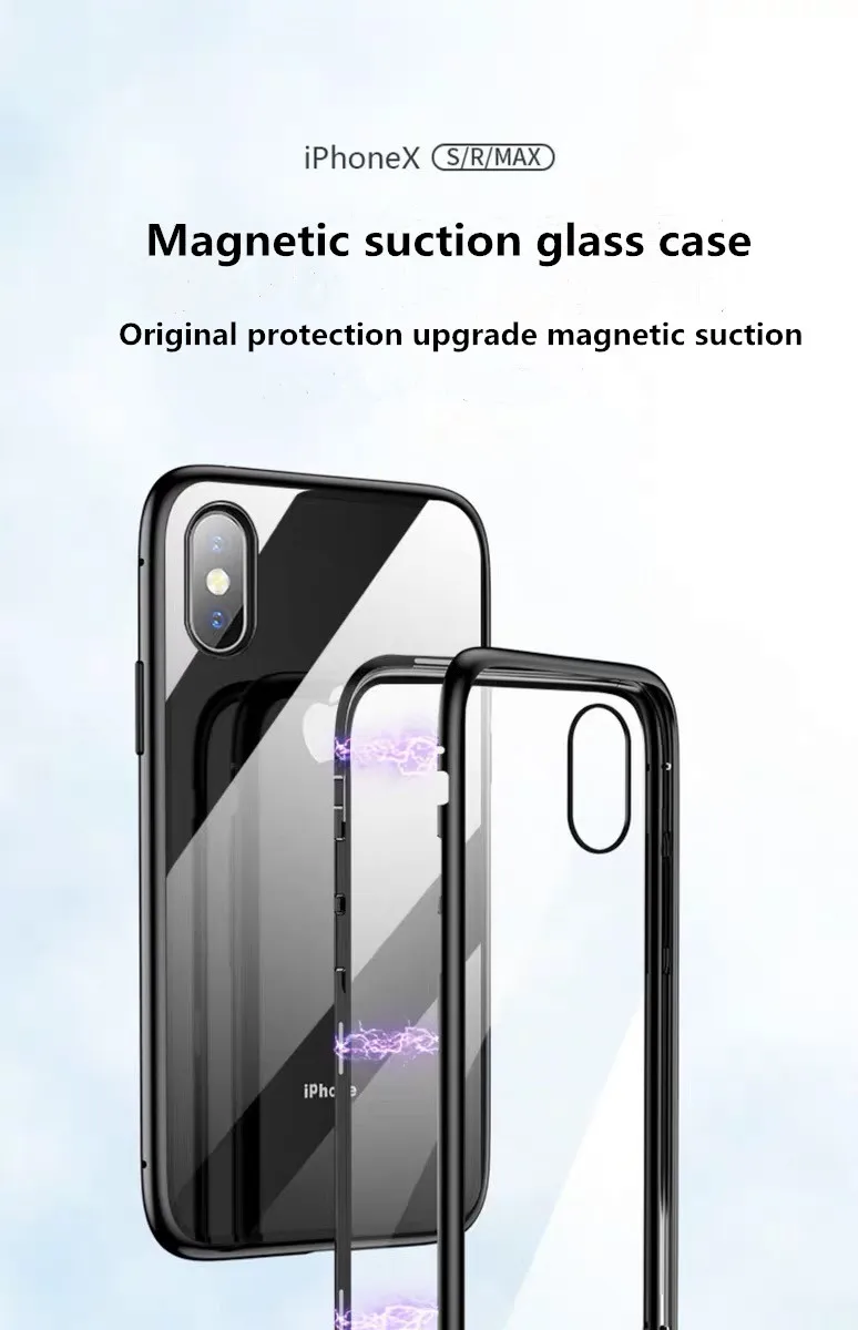 360 магнитный металлический чехол для телефона iphone 7 8 6 Plus Двойное боковое стекло для iphone X XR XS MAX 6 6S plus 9H закаленное стекло чехол