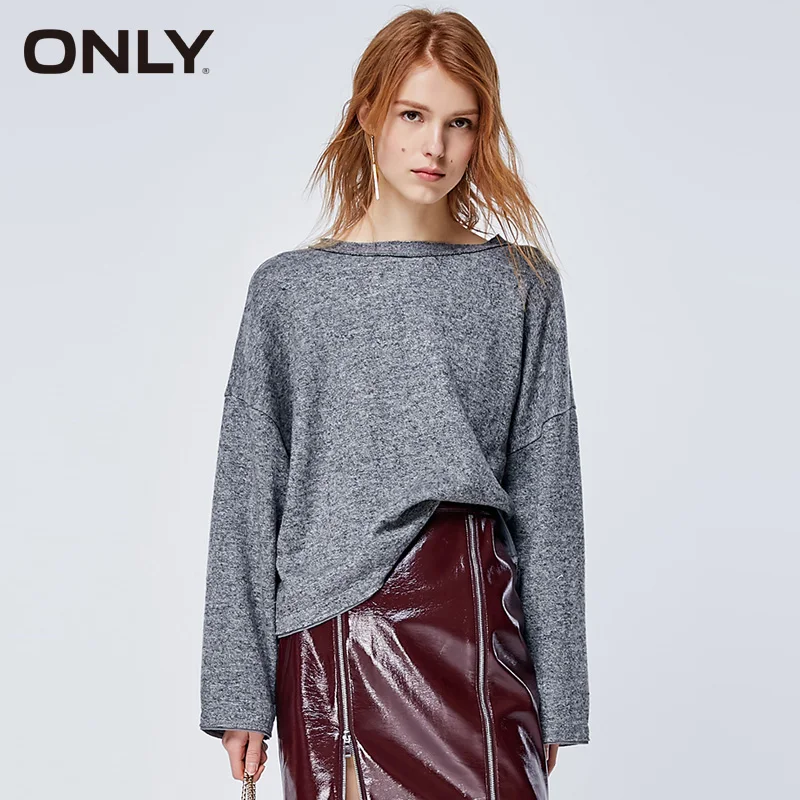 ONLY Women's Loose Fit Spliced Fabric Drop-shoulder Long-sleeved Pullover Sweater| 11919S581 | Женская одежда