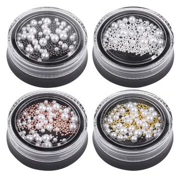 

4 Boxed of Nail Art Beads Decorative Nail Art Imitation Pearls