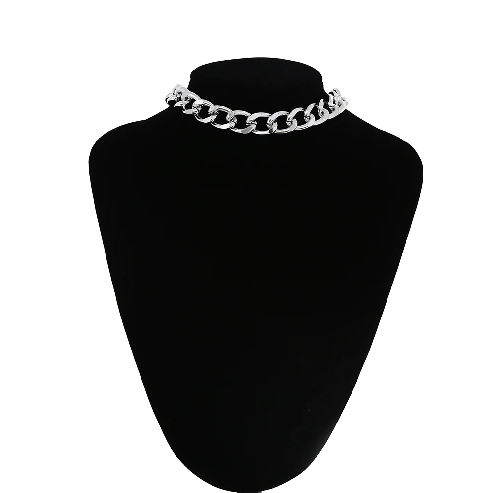 Серебряное чокер с массивной цепью, ожерелье для женщин, готическое модное ожерелье, панк воротник, Массивное колье для женщин, модное ювелирное изделие