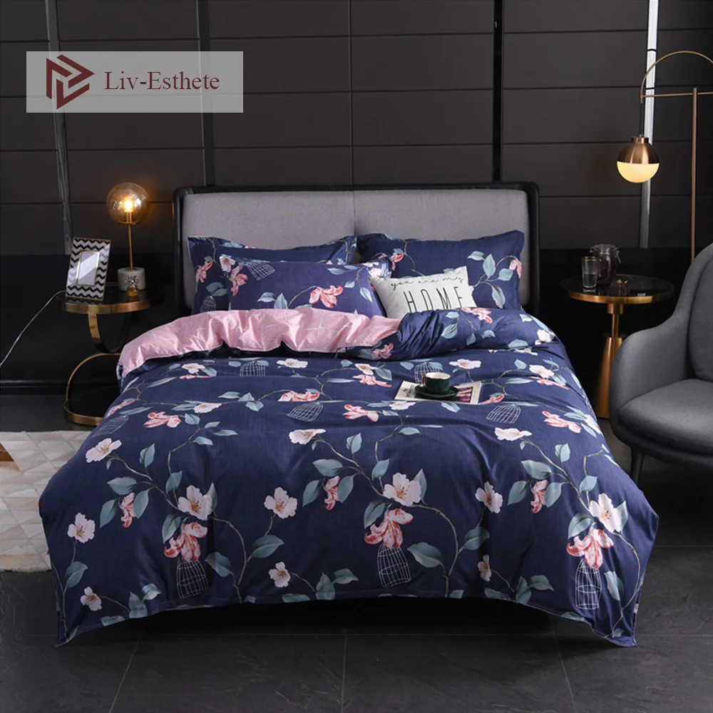 

Liv-Esthete Fashion Pastoral Flower Bedding Set High Quality Single Double Queen King Decor Bed Set Duvet Cover Set Pillowcase