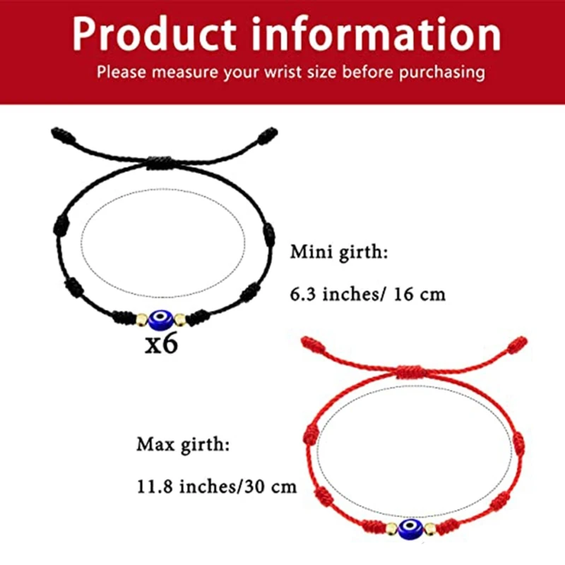 2 Pcs Good Luck Jewelry Lucky Strings Suitable Size for Unisex Adult Girlfriend Family for Teens Little Girls Boys