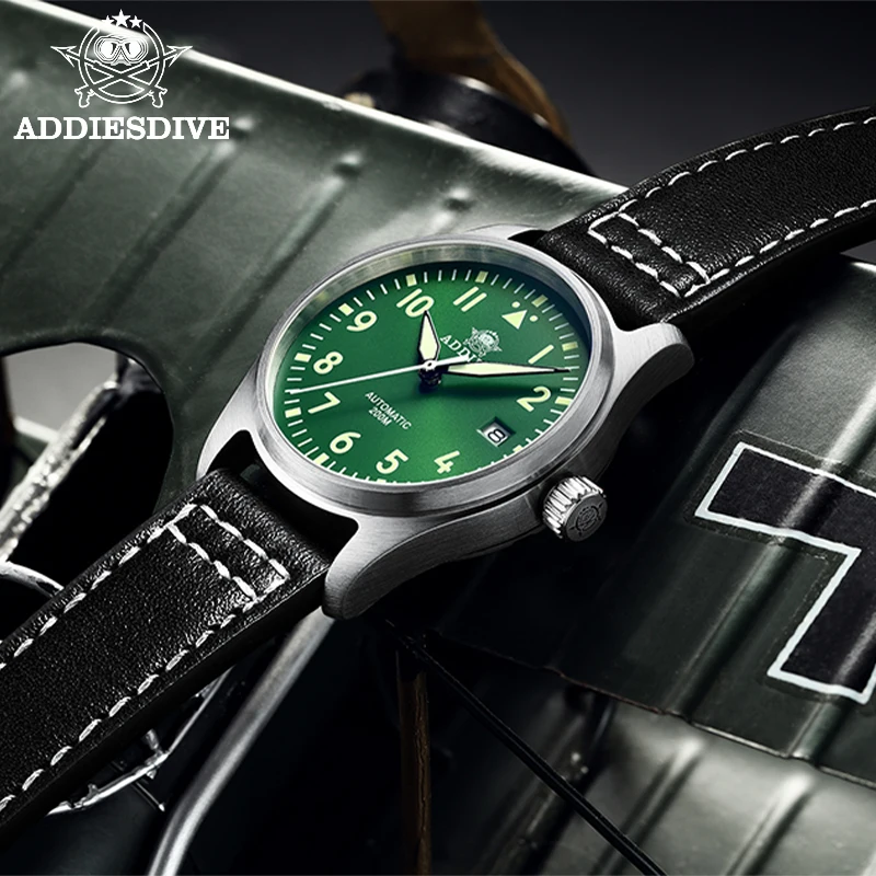 Погружные механические часы для мужчин с кожаным сапфировым кристаллом деловые
