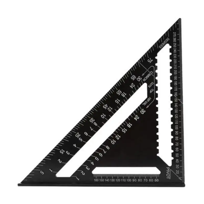  7/12inch Metric Aluminum Alloy Triangle Ruler for Woodworking Square Gauge Measuring Tool for Speed