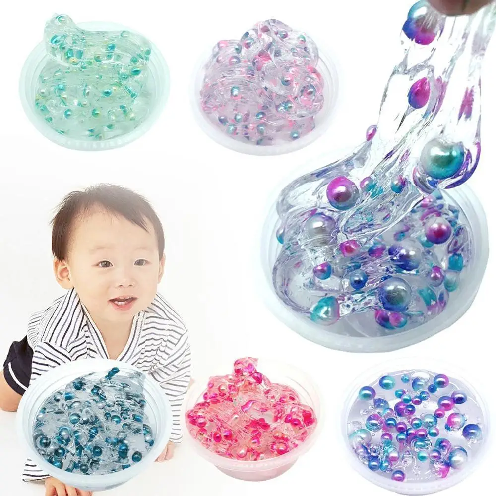 

60ML Mermaid Colorful Plasticine Bubble Light Clay Transparent Pearl Crystal Slime Modeling Clay Antistress Toy