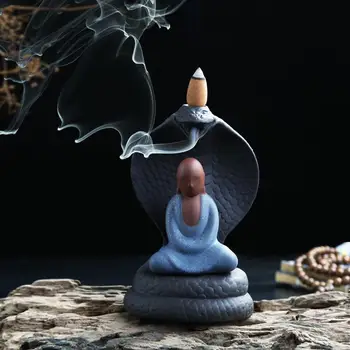

Backflow Incense Burner Snake Head Buddha Statue Mountain River Handicraft Ceramic Buddha Holder Smoke Waterfall Incense Holder