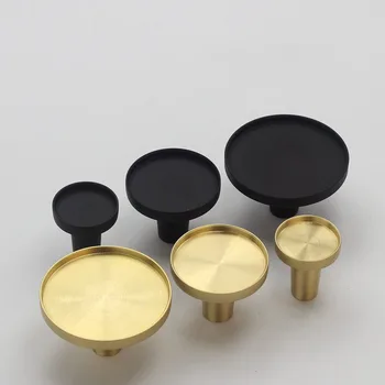 

Kitchen Cabinet Knobs Gold/Black Brass Bedroom Cabinet Handles Round Drawer Pull Dresser Knob Furniture Door Handle