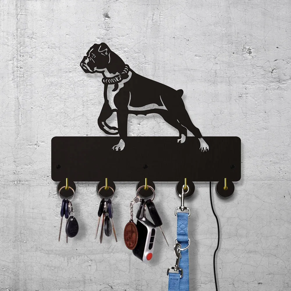 Boxer Dog Wall Door Animals Coat Clothes Key Hook Hanger Wall Light Vintage Hook