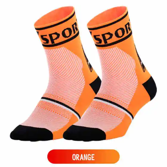 Велосипедные носки мужские и женские высококачественный MTB дорожный велосипедные носки быстросохнущие дышащие велосипедные уличные футбольные спортивные носки для бега - Цвет: Orange