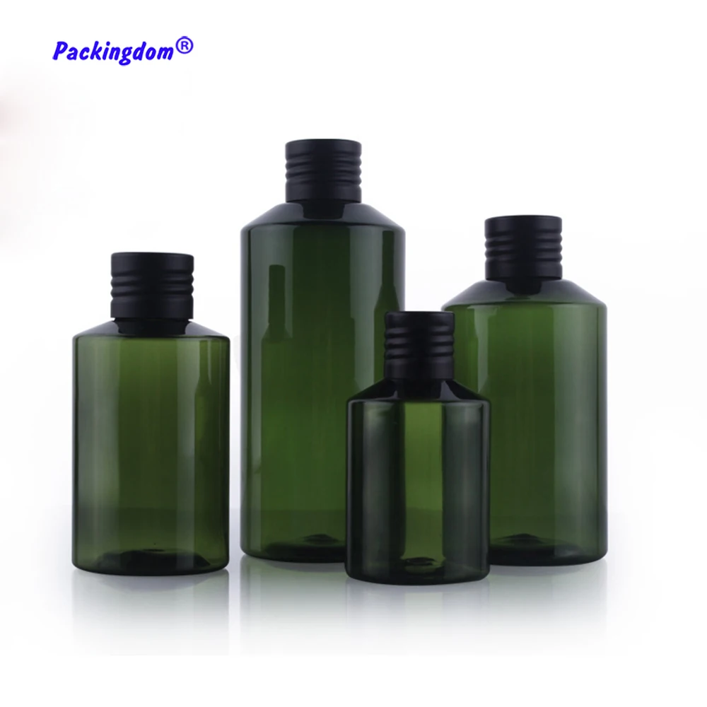 

10pcs Plastic Bottle Empty Dark Green Aluminum Cap Black Container Bottles Light Avoiding Inner Plug 50ml 100ml 150ml 200ml