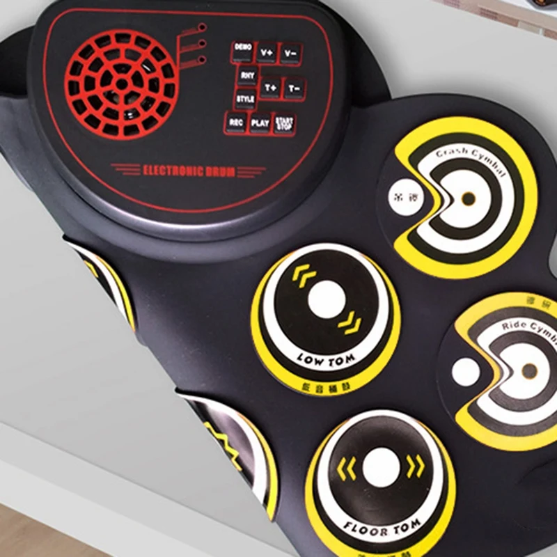 ABZB-электронная барабанная установка, портативная электронная барабанная установка, барабанная установка со встроенными динамиками, педали для ног, барабанные палочки