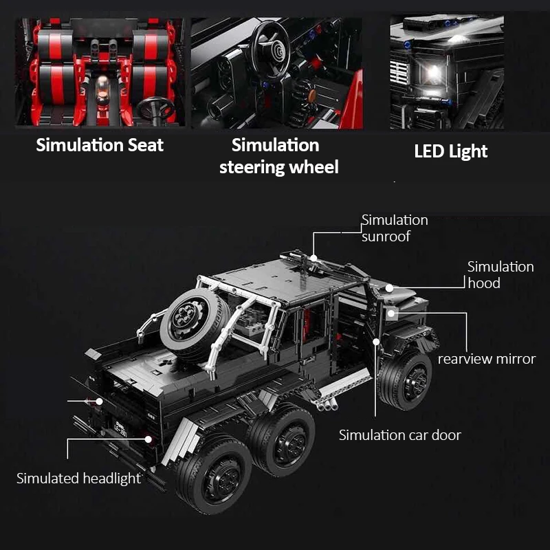 LE-J901 Technic RC Автомобильная серия MOC SUV 6x6 LAND крейсерская модель с светодиодный строительными блоками внедорожные транспортные средства кирпичи игрушки 3300 шт