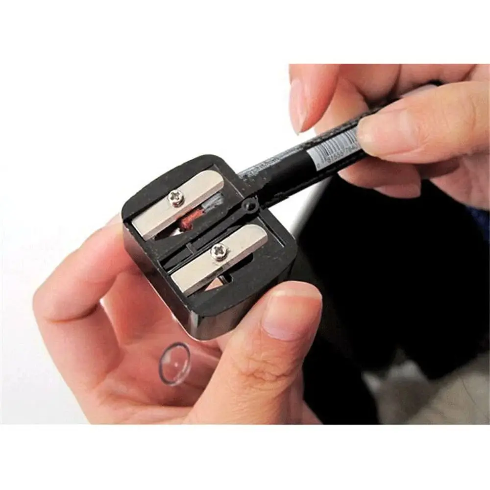 2 Holes Black Precision Cosmetic Pencil Sharpener For Eyebrow Lip Liner Eyeliner Pencil School Office Supply Gift Simple 4