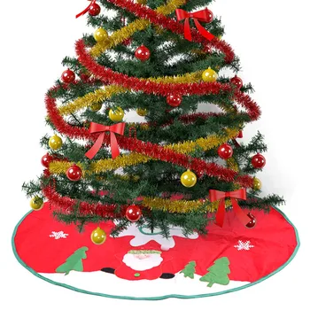 

Christmas Tree Skirts Lovely Santa Claus Applique Tree Skirts Non-woven Christmas Tree Ornaments 90 Cm