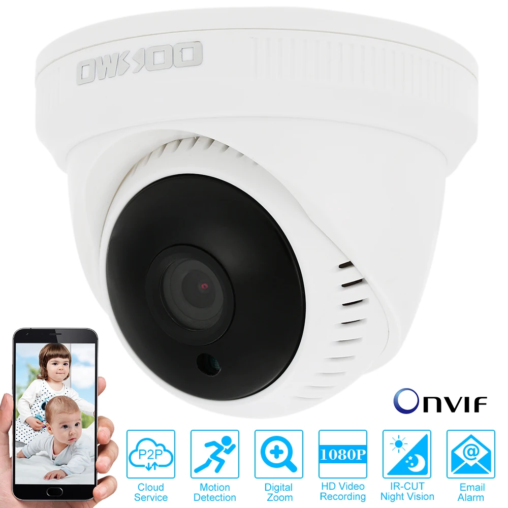 OWSOO Full HD 1080P мегапикселя IP облачная камера видеонаблюдения безопасности сети Крытый купольная камера Поддержка P2P Android/iOS