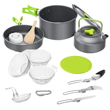 1 Set Outdoor Tableware Kit Reusable Practical Lightweight Camping Tools Cookware Travelling Hiking Picnic BBQ Equipments 1