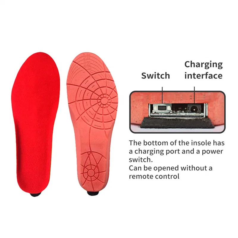 Unisex 2000mAh Electric Heating Insoles Foot Warmer with Wireless LCD Remote Control Heated Insoles for Skiing Hiking Camping