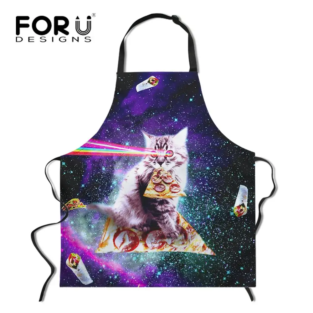 FORUDESIGNS/Космический Galaxy Cat кухонный фартук в стиле унисекс Регулируемый поварский фартук без рукавов для приготовления барбекю - Цвет: YY0111R