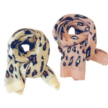 

2020 Autumn Winter Children Scarfs for Girls Boys Leopard Wool Knit Baby Scarf Warm Shawl Kids Scarves 9 Colors