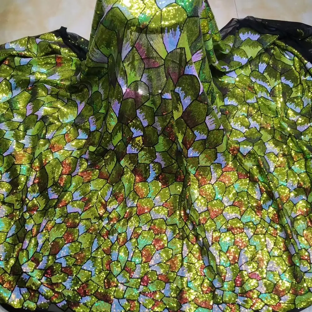 Green Orange Sequins Lace Fabric High Quality African French Tulle Embroidery For Nigeria Party Dress | Дом и сад