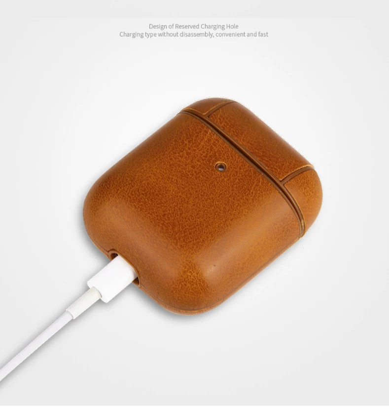 Bluetooth наушники кожаный чехол для Apple AirPods 1 2 натуральная кожа противоударный чехол кожа для Air Pods зарядная коробка с крючком