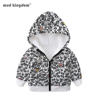 

Mudkingdom Girls Jackets Colorful Print Hooded Thicken Kids Winter Outerwear