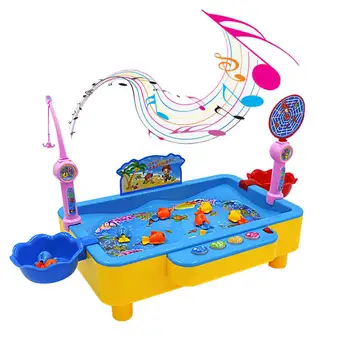

19PCS/Set Kids Fishing Toy Set Electric Fishing Toys Kit With Fishing Rod Fishing Net And Other Accessories For Boys Girls