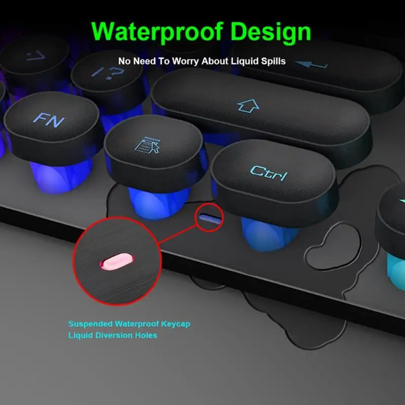 AK-800 USB проводной механический на ощупь водонепроницаемый 104 ключ RGB игровая клавиатура подвесной двойной водонепроницаемый дизайн