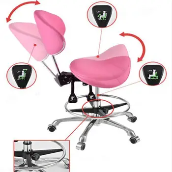 

Modern Message Saddle Chair With Footrest&Swivel Adjustable Leather Chair Medical Spa Drafting Stool with Back For Home/Office