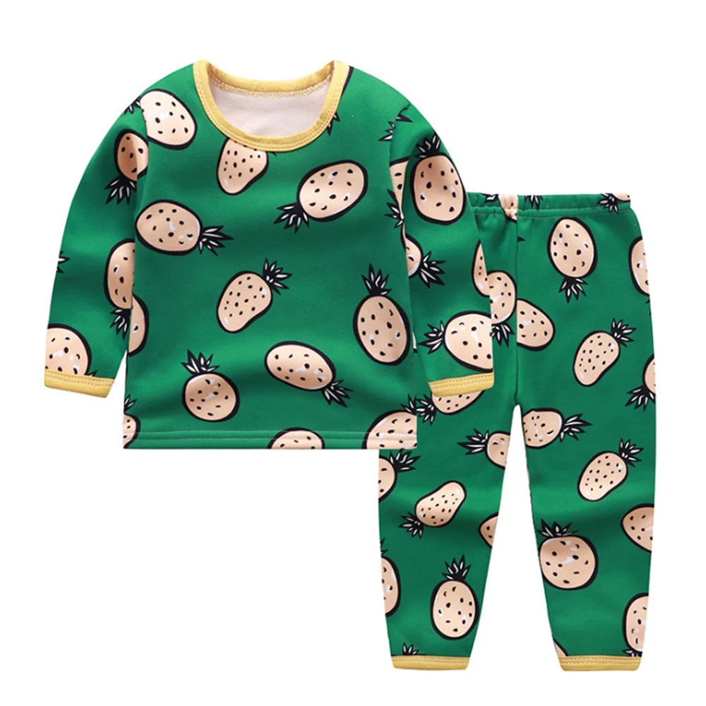 CYSINCOS/зимние детские пижамные комплекты; теплые пижамы для мальчиков и девочек; плотная одежда для сна; флисовое термобелье для малышей; принт с героями мультфильмов