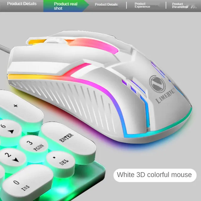 Limei S1 E-Sports Luminous Wired Mouse USB Wired Desktop Laptop Mute Computer Game Mouse white