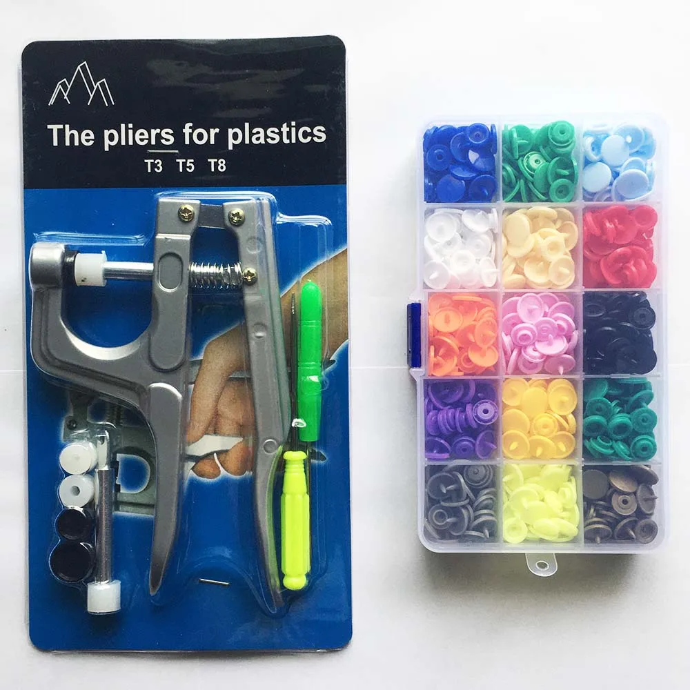 150 Sets T5 Kam Plastic Snap Button With Snaps Pliers Tool Kit