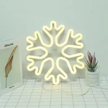 

Snowflake Shape LED Neon Lamp USB Battery Wedding Valentine Xmas Home Decor
