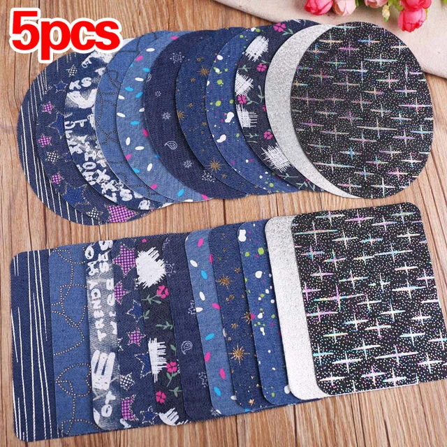 5Pcs/lot Sewing Repair Elbow Knee Patches Iron On Patches For Clothing Jeans  Stripes Stickers Cartoon Embroidered Badges