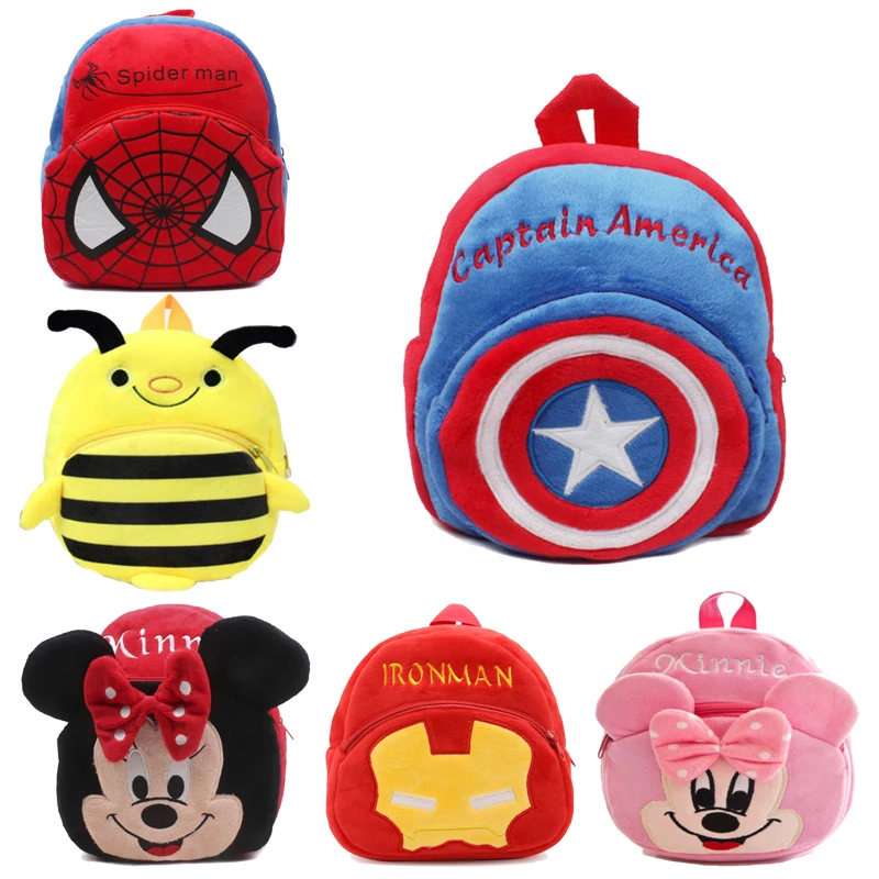 Mochila de Disney con dibujos animados para niños, morral infantil de Mickey, Minnie, oso, Winnie