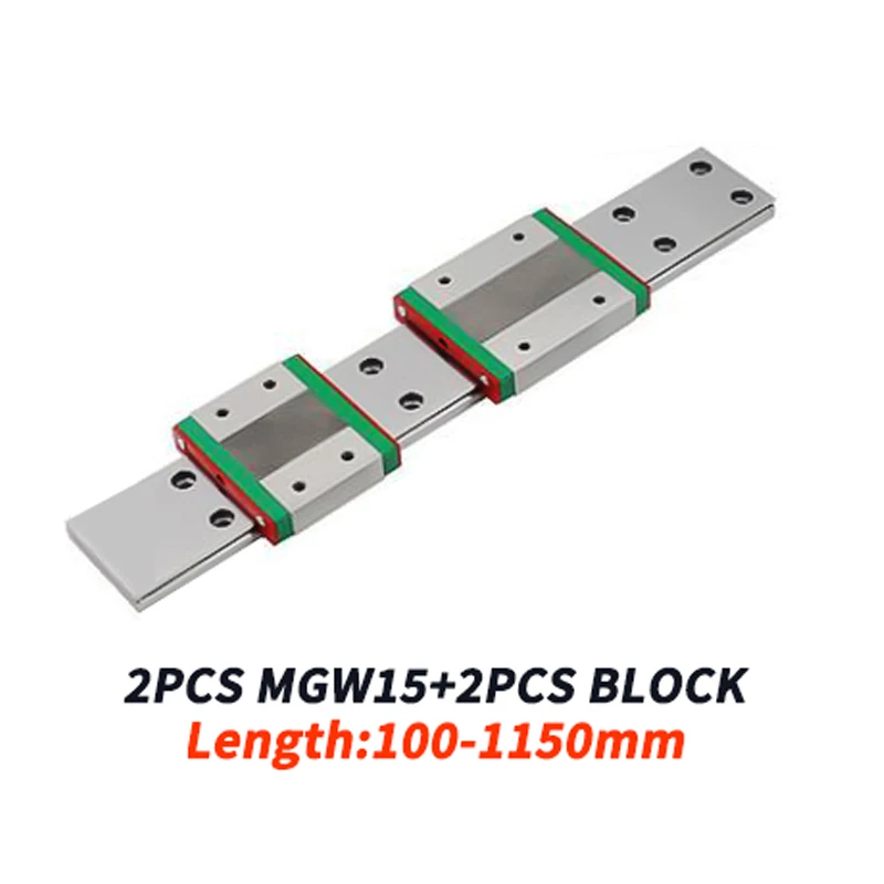 

2pcs MGW15 linear guide L100 150 200 300 500 6001000 mm miniature linear rail +2pcs slide MGW15C MGW15H carriage CNC 3D printer