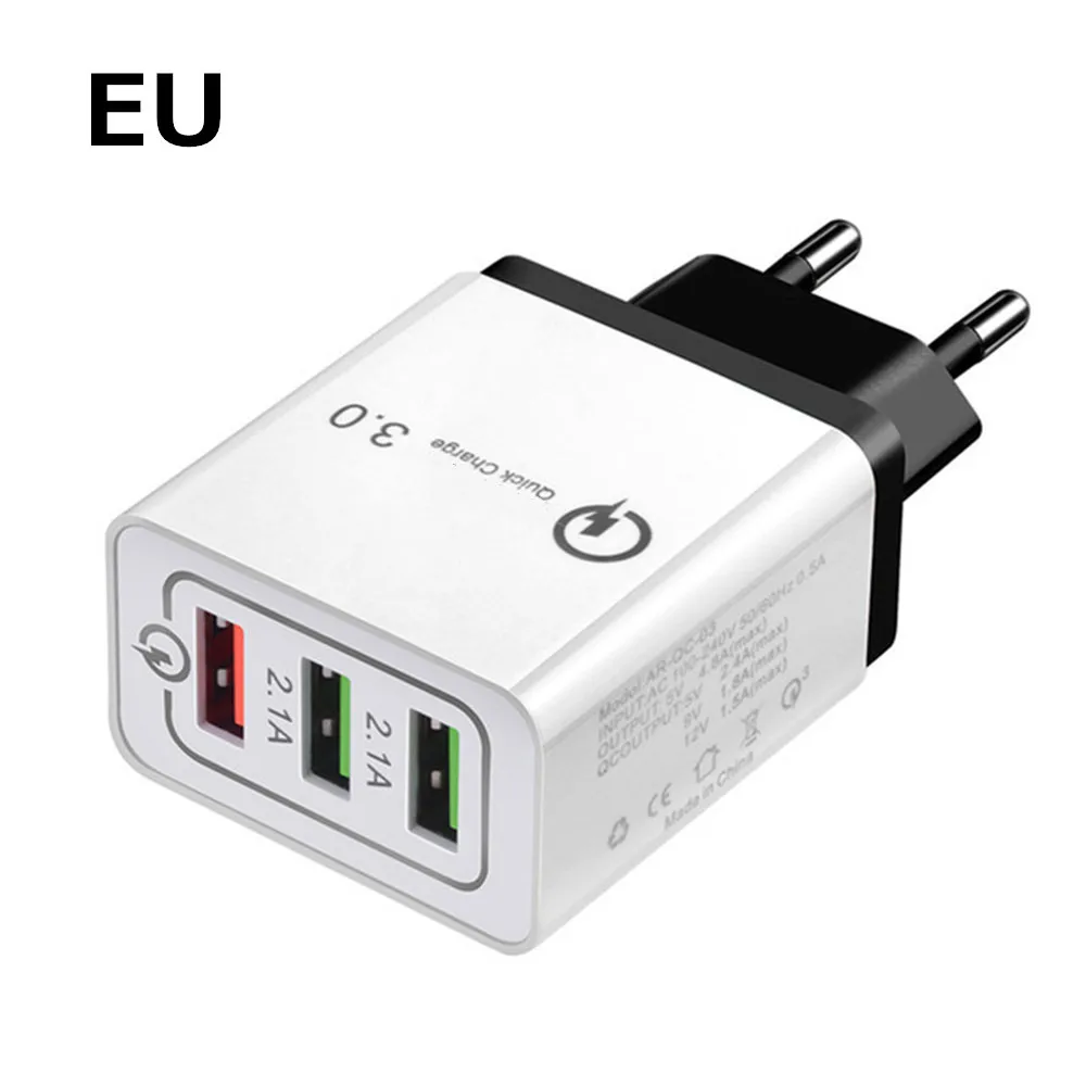 5 в 3 А Usb зарядное устройство Быстрая зарядка 3,0 адаптер быстрое зарядное устройство Qc3.0 зарядка Us Plug Eu настенный мобильный для Xiaomi Nokia Iphone samsung - Тип штекера: EU  Black