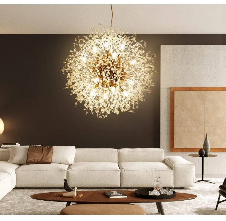 Nordic Minimalist Creative Wrought Iron Dandelion Chandelier Living Room Bedroom Dining Led Indoor Lighting Fixtures