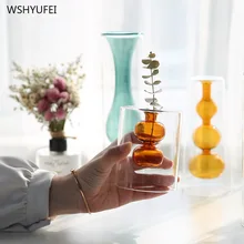 Прямые продажи новых продуктов простой и изысканный двухслойный цветной стеклянный прозрачный Настольный Декор водный цветок