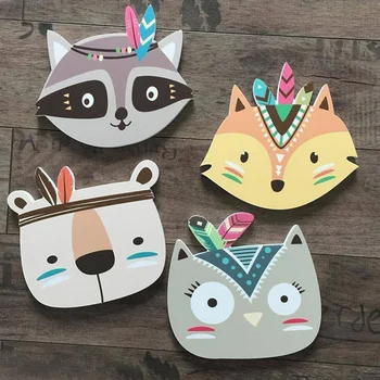 

Nordic Fox Bear 3D Wall Stickers For Kids Rooms Wall Stickers Nursery 3D Animals Wall Sticker Scandinavian Feather Wall Stickers