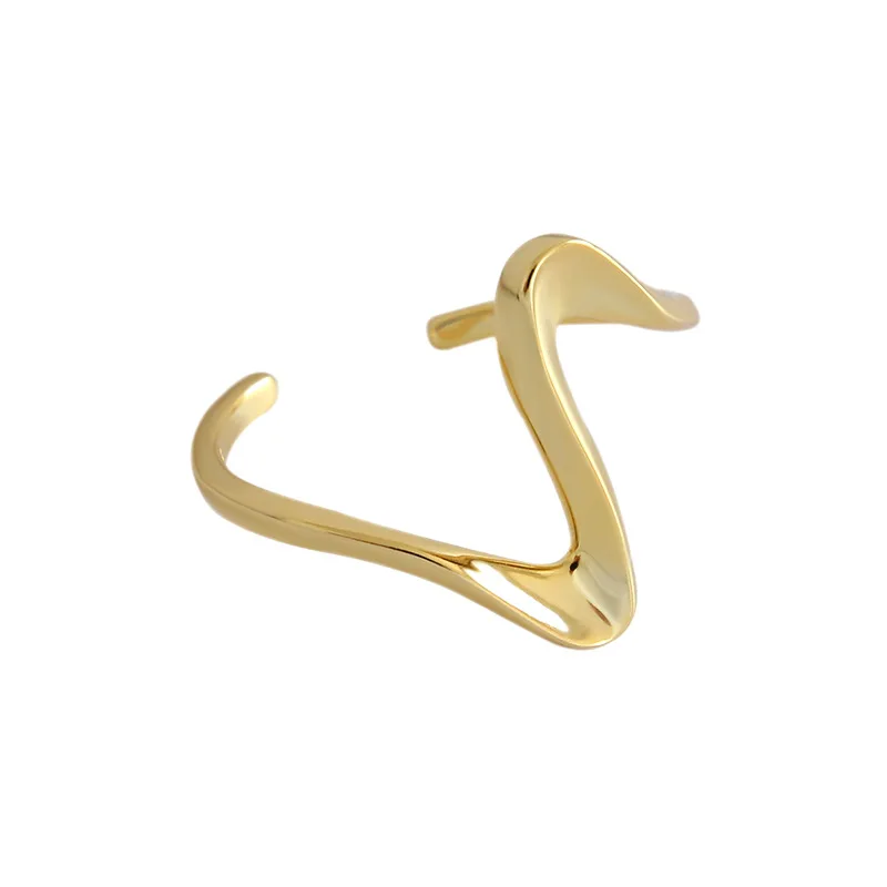 

925 Sterling Silver Imple Personality Curve Wave Ring Lady's Very Simple Light Face Opening Adjustable Trendy Accessories