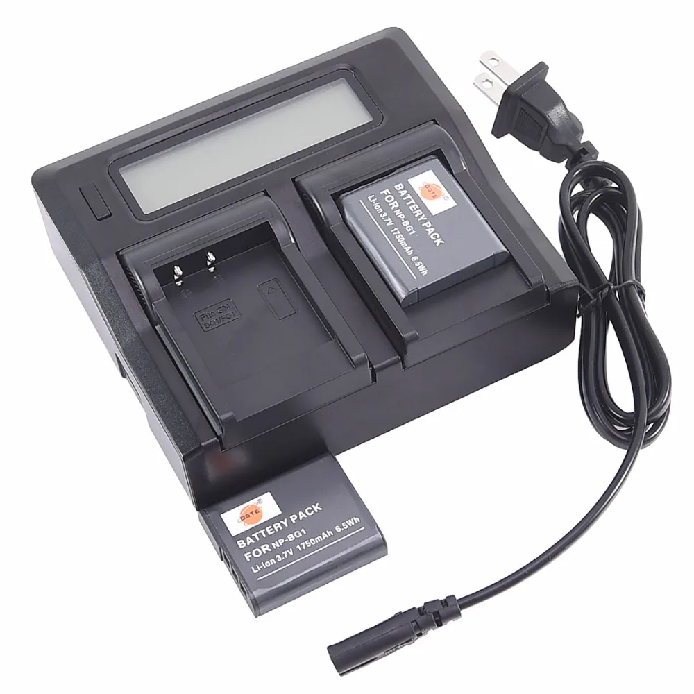 2Battery 1LCDCharger 2 шт. 1750 мАч 3,7 V DSTE NP-BG1 NP-FG1 цифровой Батарея камеры DSLR 1* ЖК-дисплей Зарядное устройство для sony DSC-H7 DSC-H9 DSC-H10 DSC-H20 DSC-H50 - Цвет: 2Battery 1LCDCharger