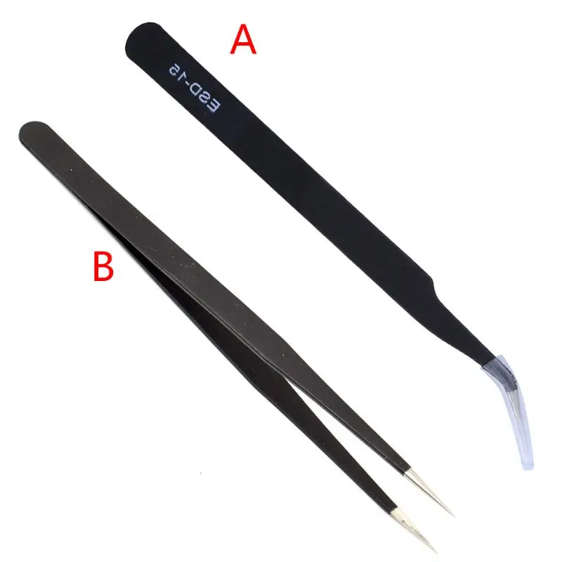 

ESD-15 Anti-Static Steel Curved Bent Tip Tweezer Jewelry Nipper Repair Hand Tool 19QB