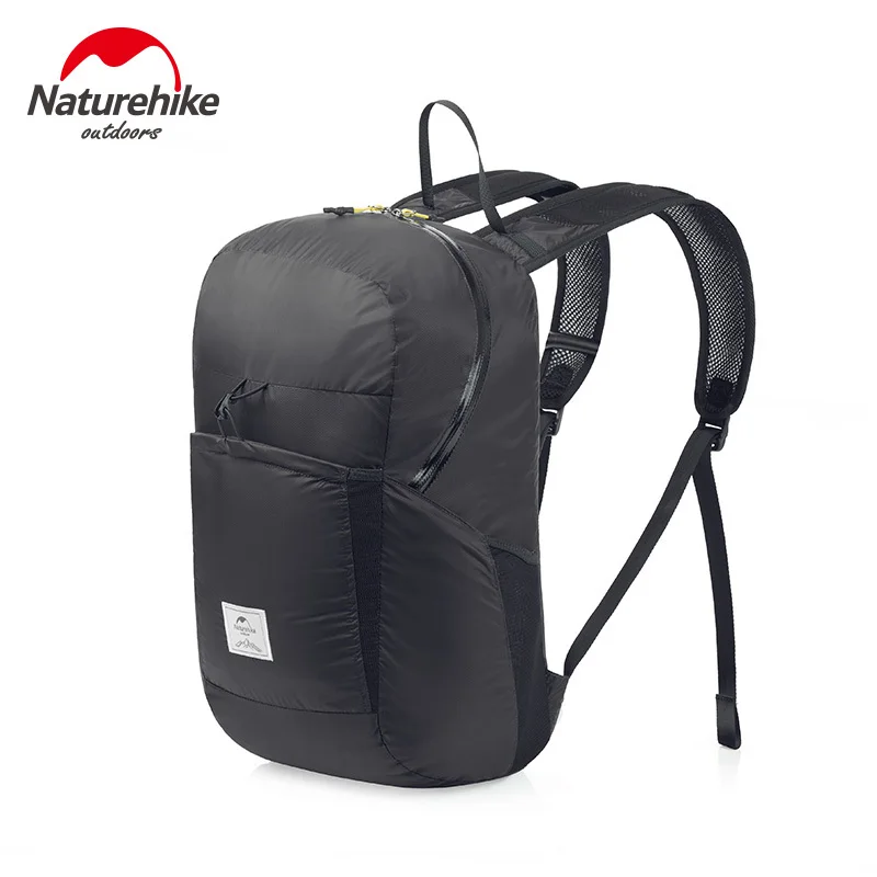 Naturehike 18L 25L складной рюкзак Ультра-легкая водонепроницаемая сумка для кемпинга Мужская и женская кожаная сумка на открытом воздухе альпинистские дорожные сумки - Цвет: Black 25L