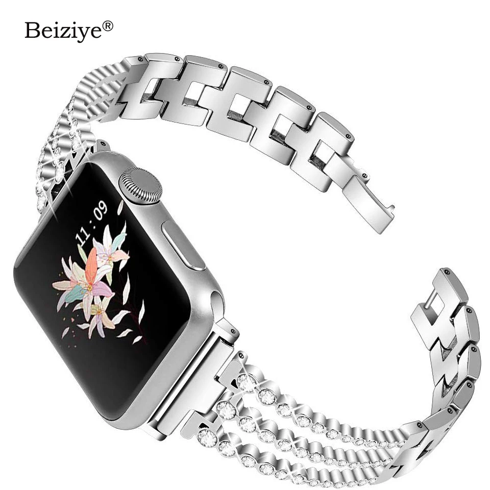Роскошный Бриллиантовый ремешок для Apple Watch 38 мм 42 Стразы браслет из нержавеющей